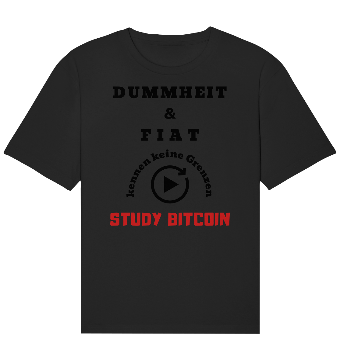 DUMMHEIT & FIAT KENNEN KEINE GRENZEN - STUDY BITCOIN (ROT) # PLAYBUTTON UNENDLICH - Organic Relaxed Shirt