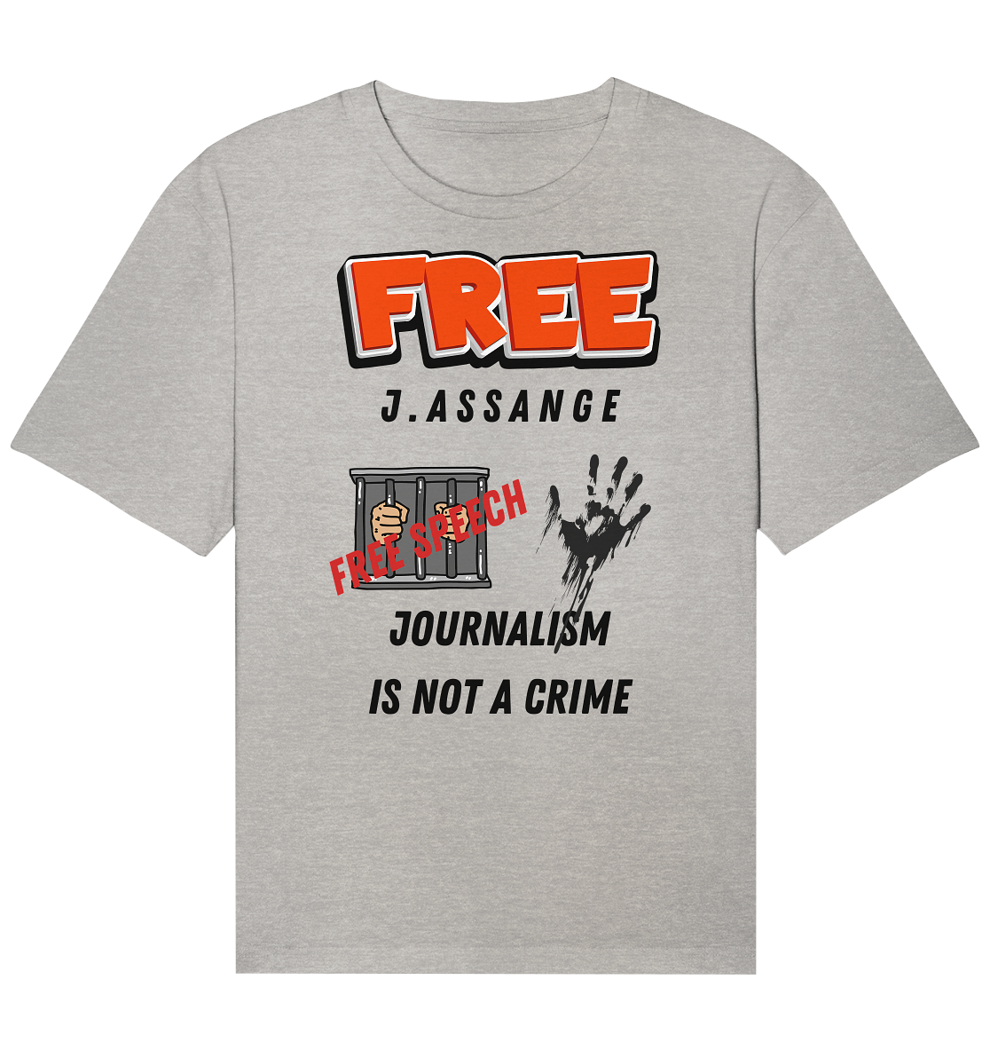 FREE J.ASSANGE - JOURNALISM IS NOT A CRIME, FREE SPEECH (2 GRAFIKEN)  - Organic Relaxed Shirt