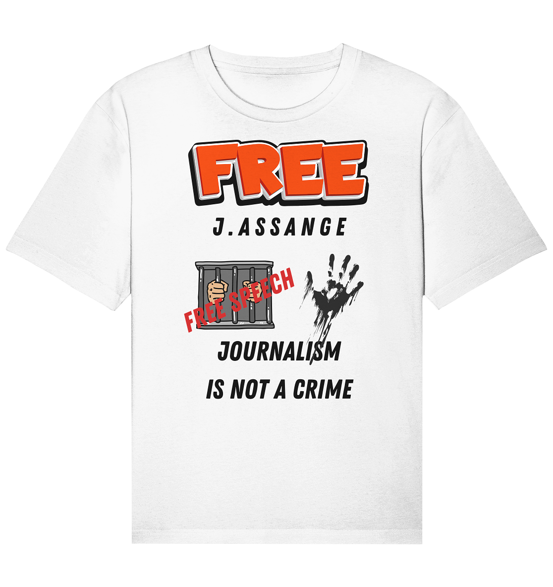 FREE J.ASSANGE - JOURNALISM IS NOT A CRIME, FREE SPEECH (2 GRAFIKEN)  - Organic Relaxed Shirt