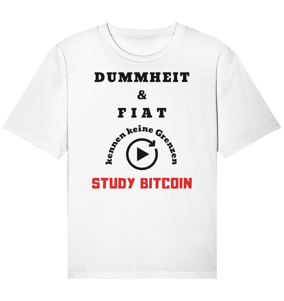 DUMMHEIT & FIAT KENNEN KEINE GRENZEN - STUDY BITCOIN (ROT) # PLAYBUTTON UNENDLICH - Organic Relaxed Shirt