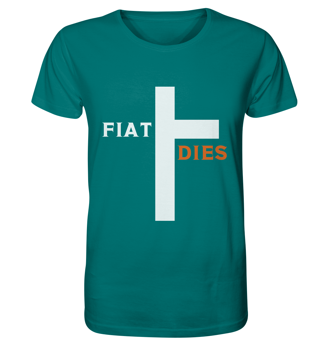 FIAT DIES  (Version: "FIAT" in weiss, "DIES" in orange) - Organic Shirt