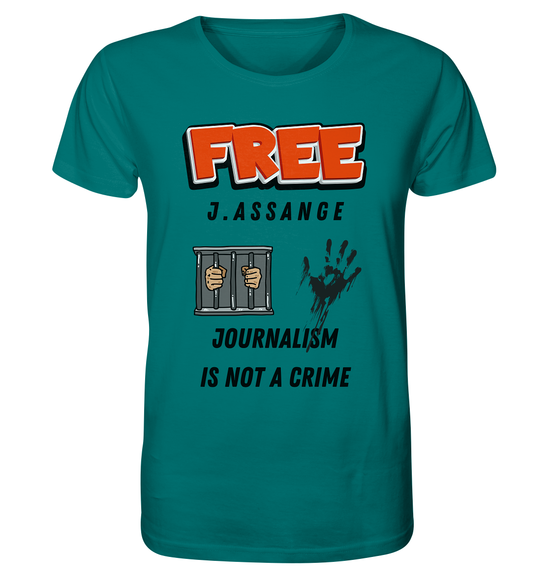 FREE J.ASSANGE - JOURNALISM IS NOT A CRIME (2 GRAFIKEN) - Organic Shirt