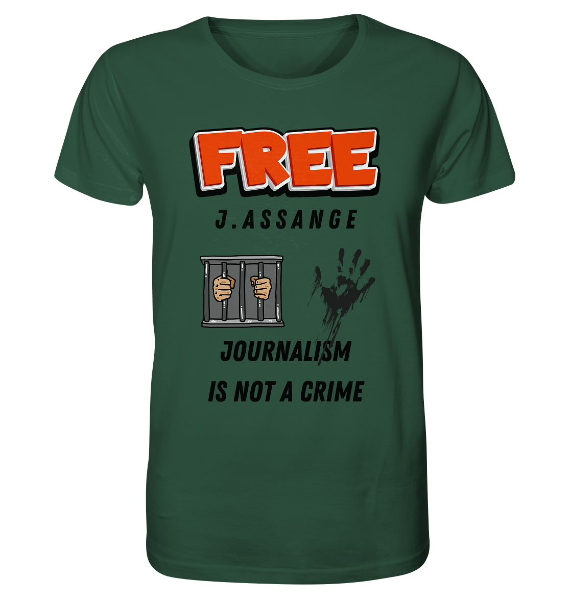 FREE J.ASSANGE - JOURNALISM IS NOT A CRIME (2 GRAFIKEN) - Organic Shirt