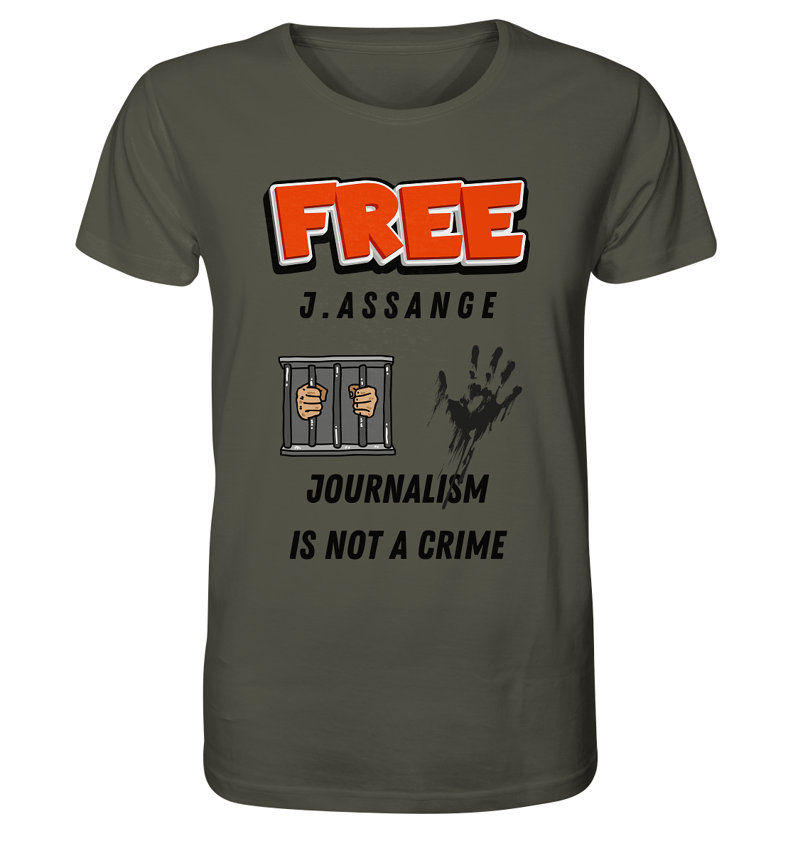 FREE J.ASSANGE - JOURNALISM IS NOT A CRIME (2 GRAFIKEN) - Organic Shirt