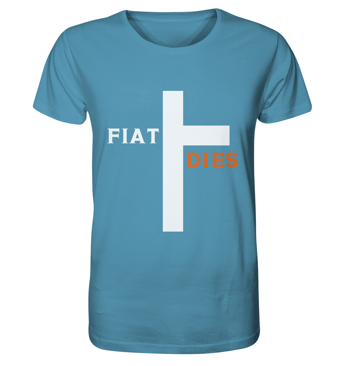 FIAT DIES  (Version: "FIAT" in weiss, "DIES" in orange) - Organic Shirt