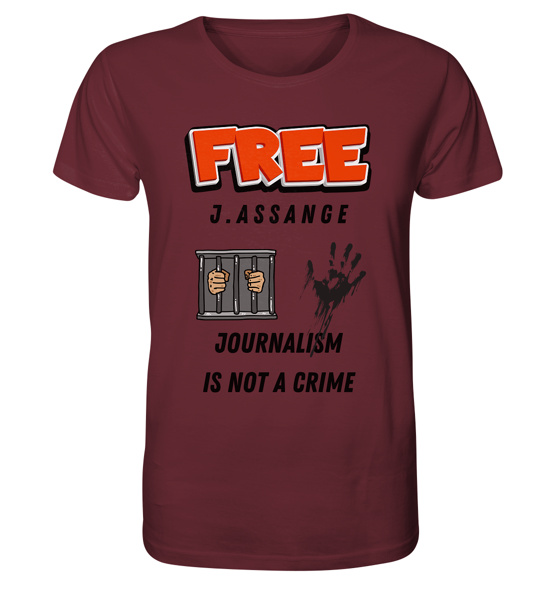 FREE J.ASSANGE - JOURNALISM IS NOT A CRIME (2 GRAFIKEN) - Organic Shirt