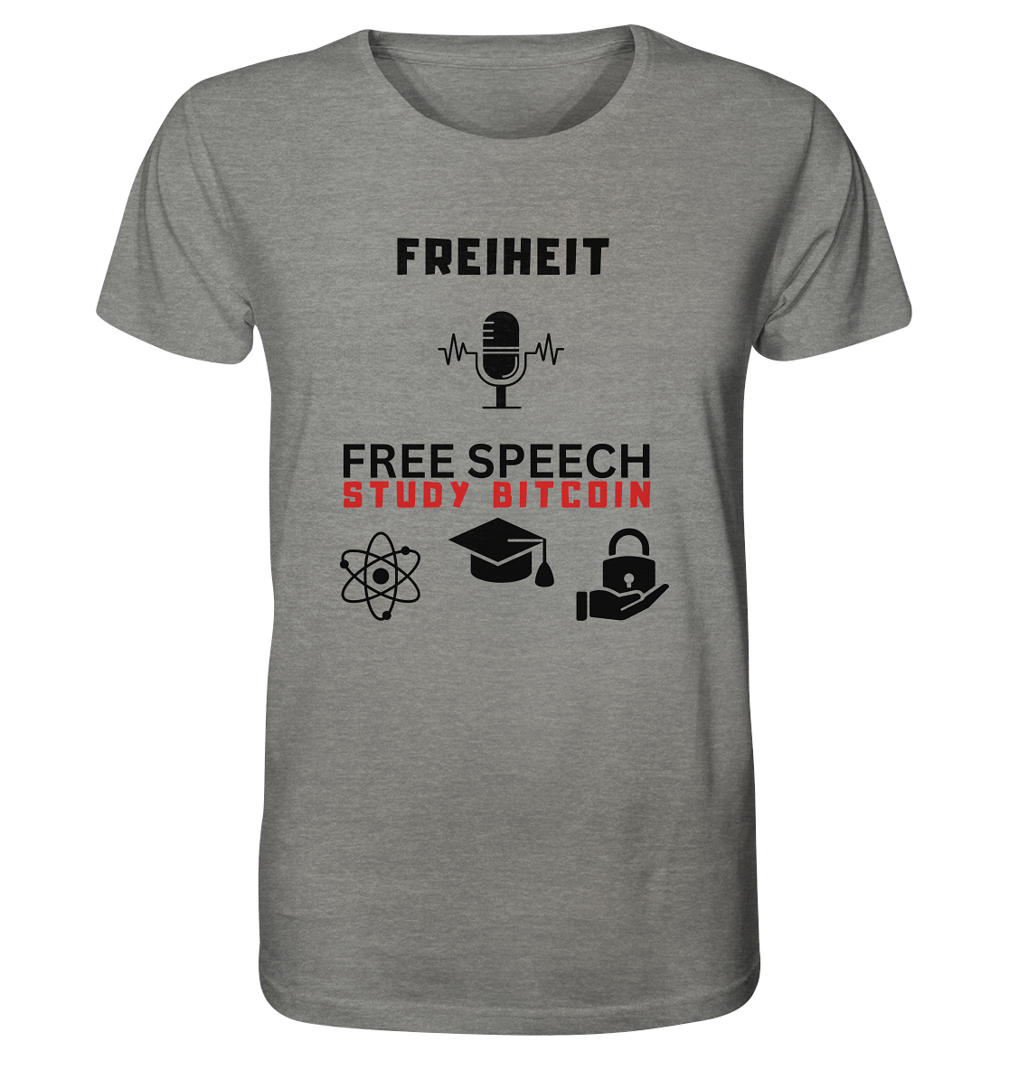 FREIHEIT (Mikrofon) FREE SPEECH, STUDY BITCOIN (+ 3 Grafiken) - Organic Shirt