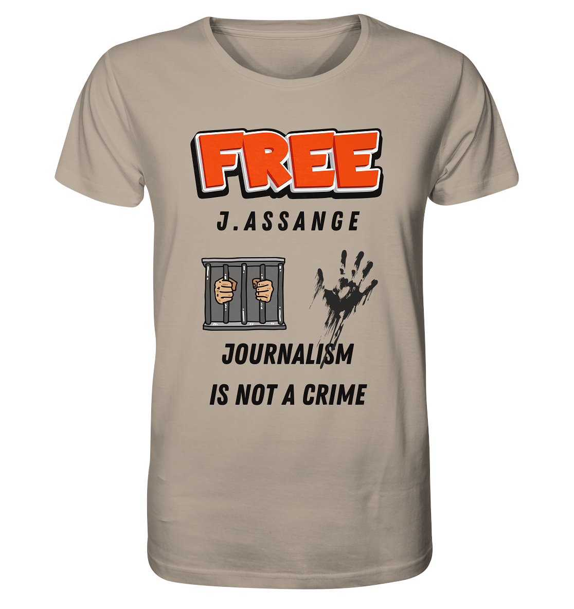 FREE J.ASSANGE - JOURNALISM IS NOT A CRIME (2 GRAFIKEN) - Organic Shirt