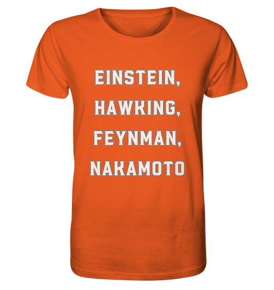 EINSTEIN, HAWKING, FEYNMAN, NAKAMOTO - Organic Shirt