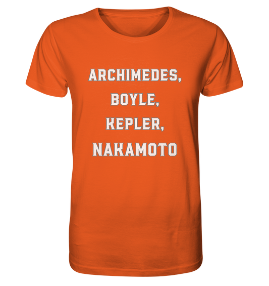 ARCHIMEDES, BOYLE, KEPLER, NAKAMOTO - Organic Shirt