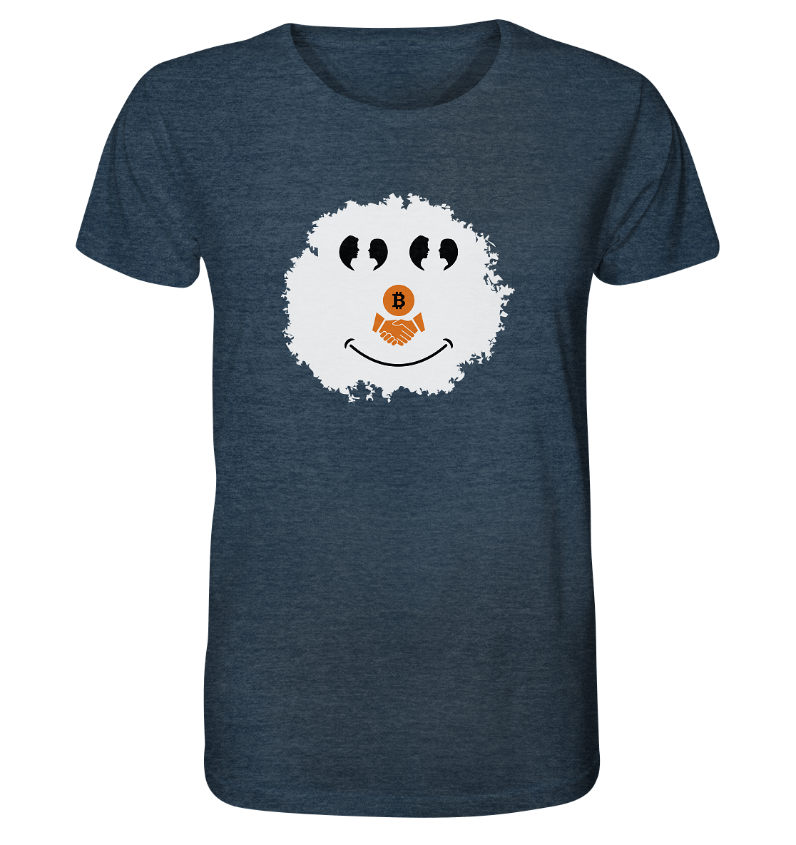 BITCOIN Augen Gespräch handshake SMILEY - Organic Shirt (meliert)