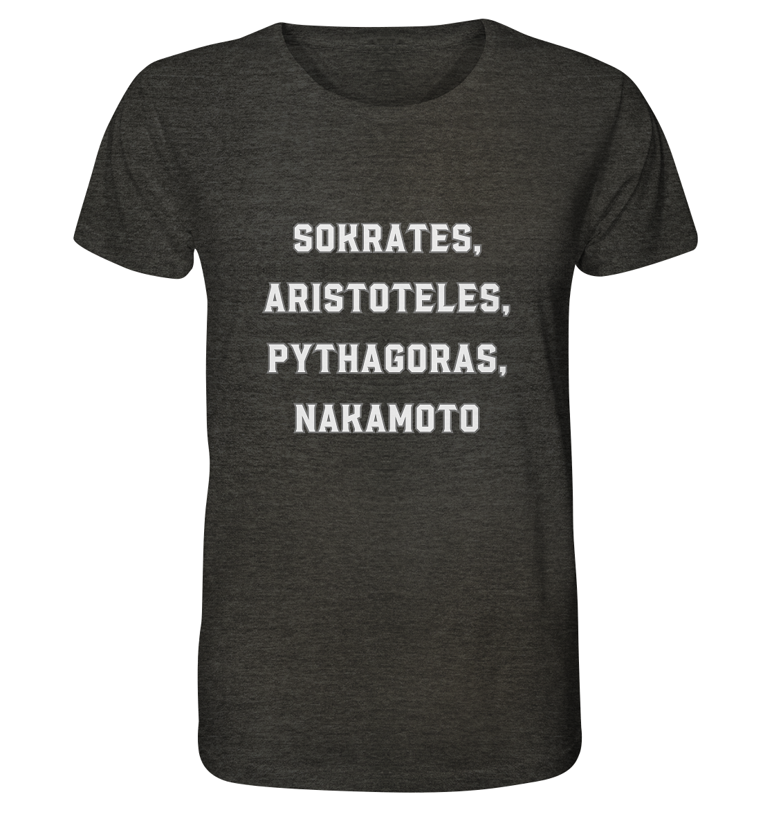 SOKRATES, ARISTOTELES, PHYTHAGORAS, NAKAMOTO  - Organic Shirt (meliert)