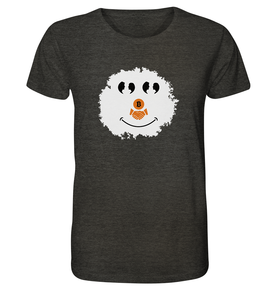 BITCOIN Augen Gespräch handshake SMILEY - Organic Shirt (meliert)