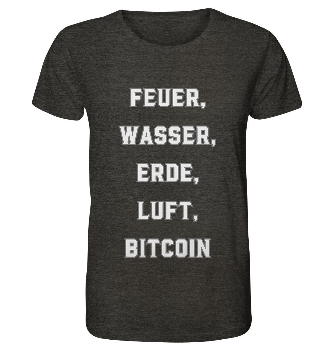 FEUER, WASSER, ERDE, LUFT, BITCOIN - Organic Shirt (meliert)