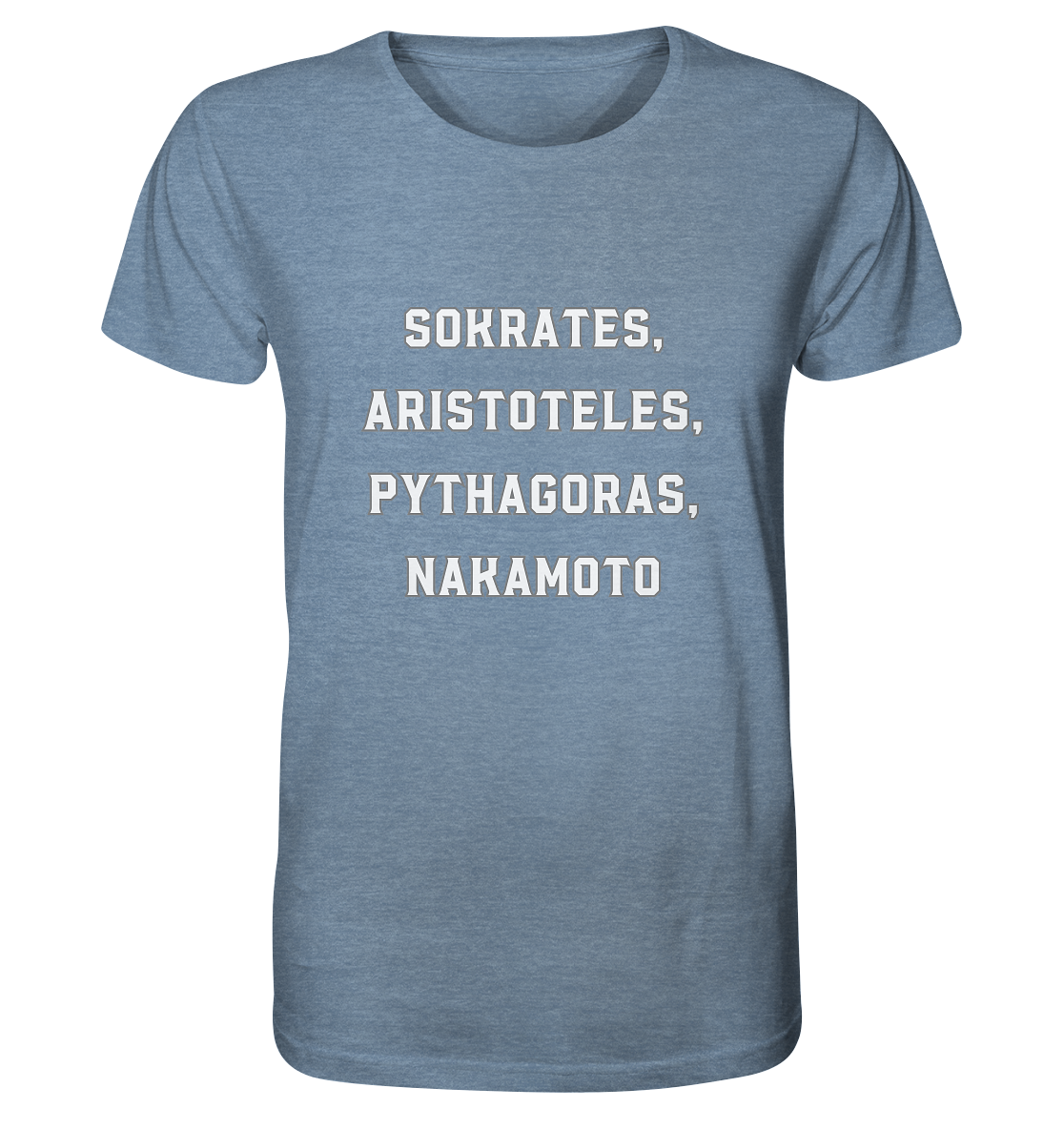 SOKRATES, ARISTOTELES, PHYTHAGORAS, NAKAMOTO  - Organic Shirt (meliert)