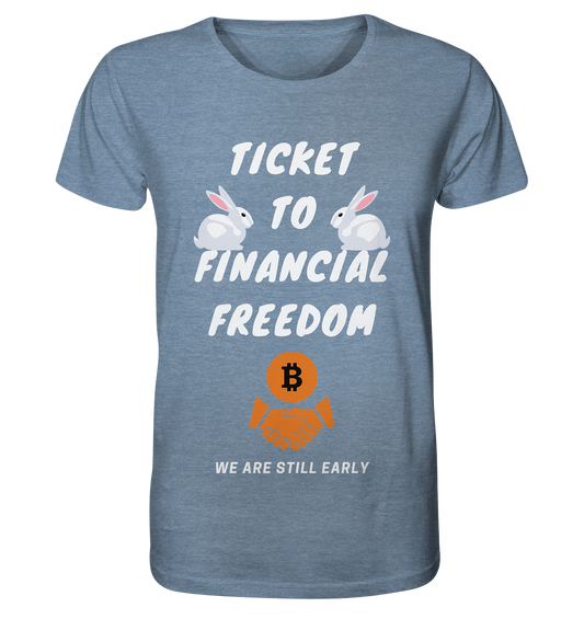 TICKET TO FINANCIAL FREEDOM - sitting rabbits - Organic Shirt (meliert)