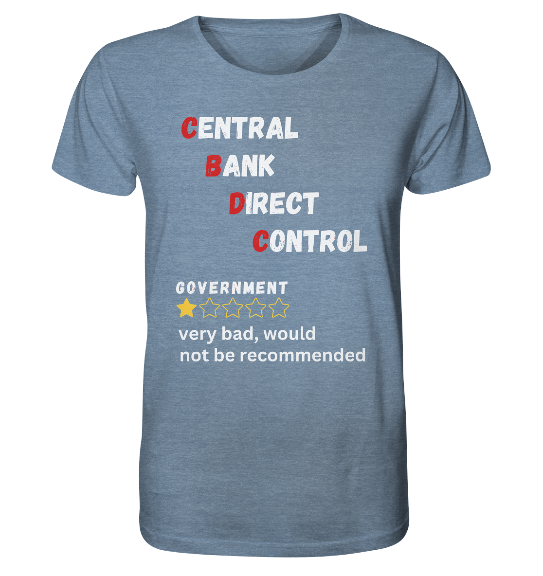 CENTRAL BANK DIRECT CONTROL - GOVERNMENT...not be recommended - STUDY BITCOIN  - Organic Shirt (meliert)