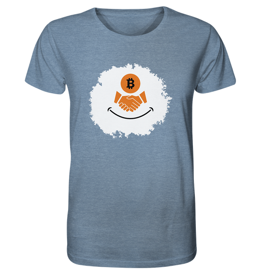 Bitcoin handshake Smiley - Organic Shirt (meliert)