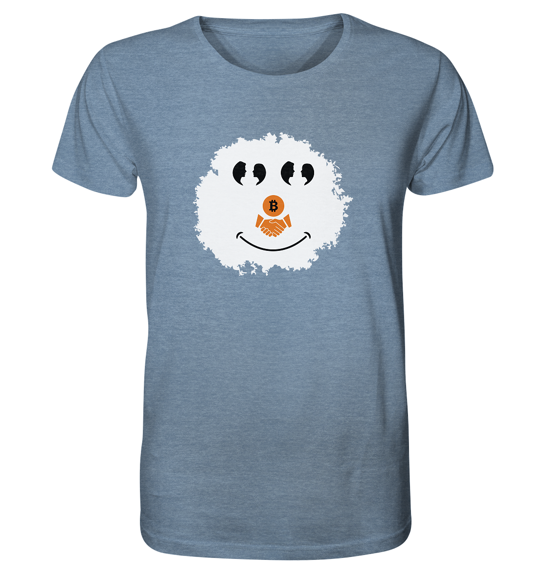 BITCOIN Augen Gespräch handshake SMILEY - Organic Shirt (meliert)