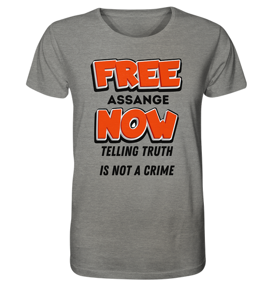 FREE ASSANGE NOW - TELLING TRUTH IS NOT A CRIME - Organic Shirt (meliert)