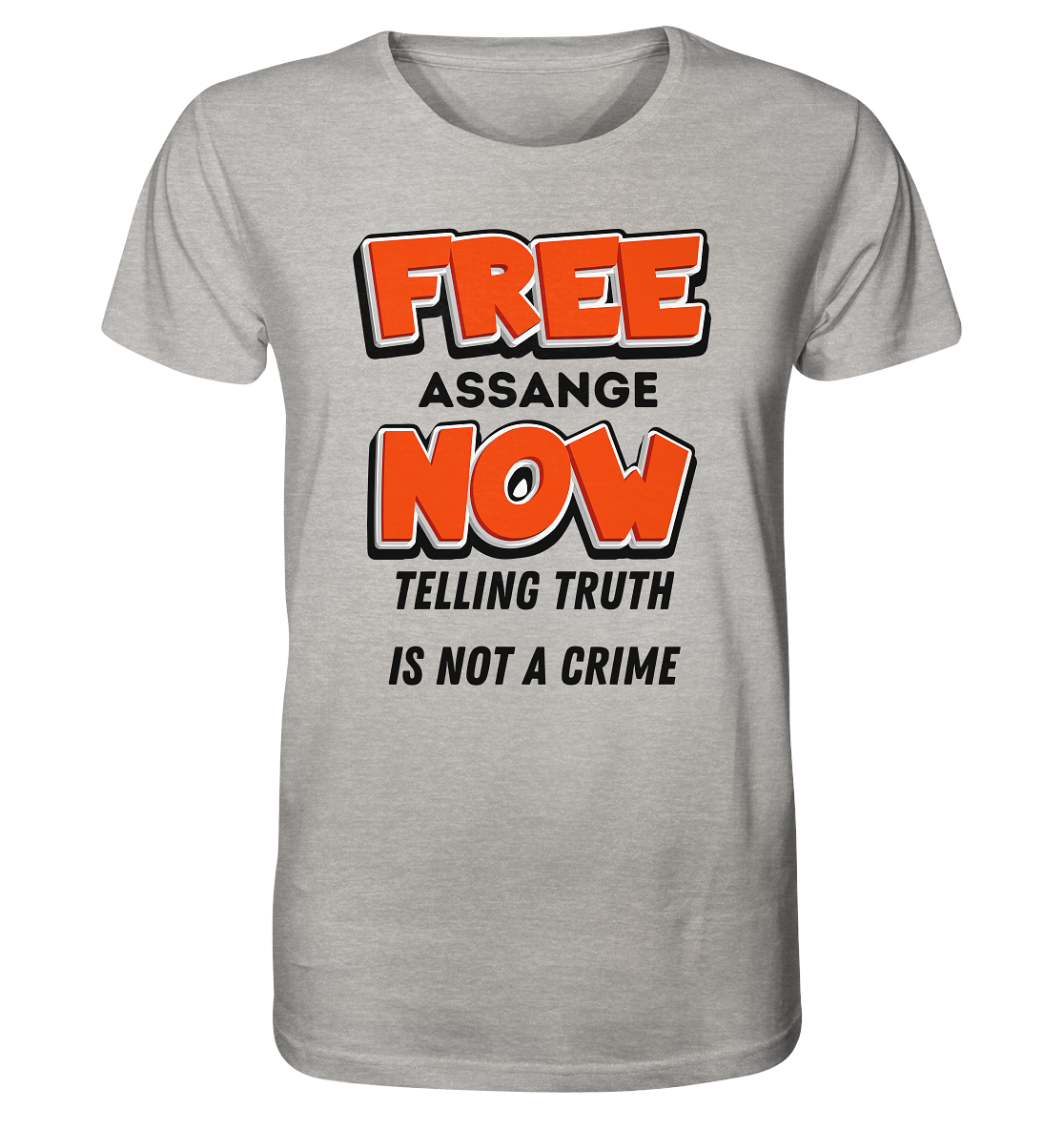 FREE ASSANGE NOW - TELLING TRUTH IS NOT A CRIME - Organic Shirt (meliert)