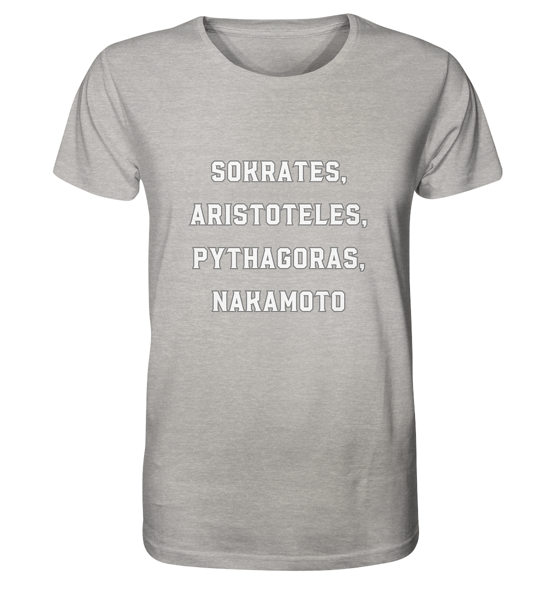 SOKRATES, ARISTOTELES, PHYTHAGORAS, NAKAMOTO  - Organic Shirt (meliert)