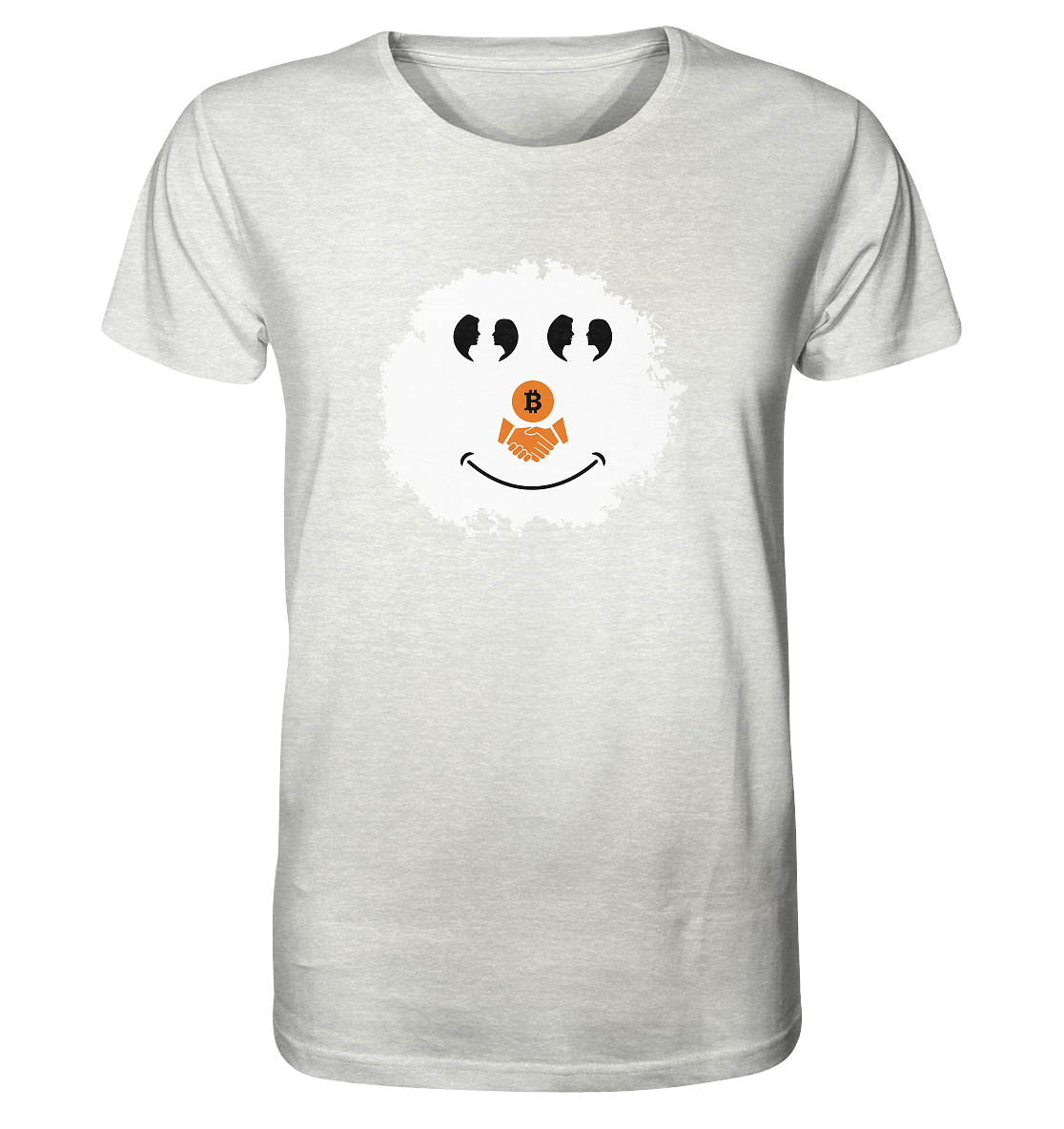 BITCOIN Augen Gespräch handshake SMILEY - Organic Shirt (meliert)