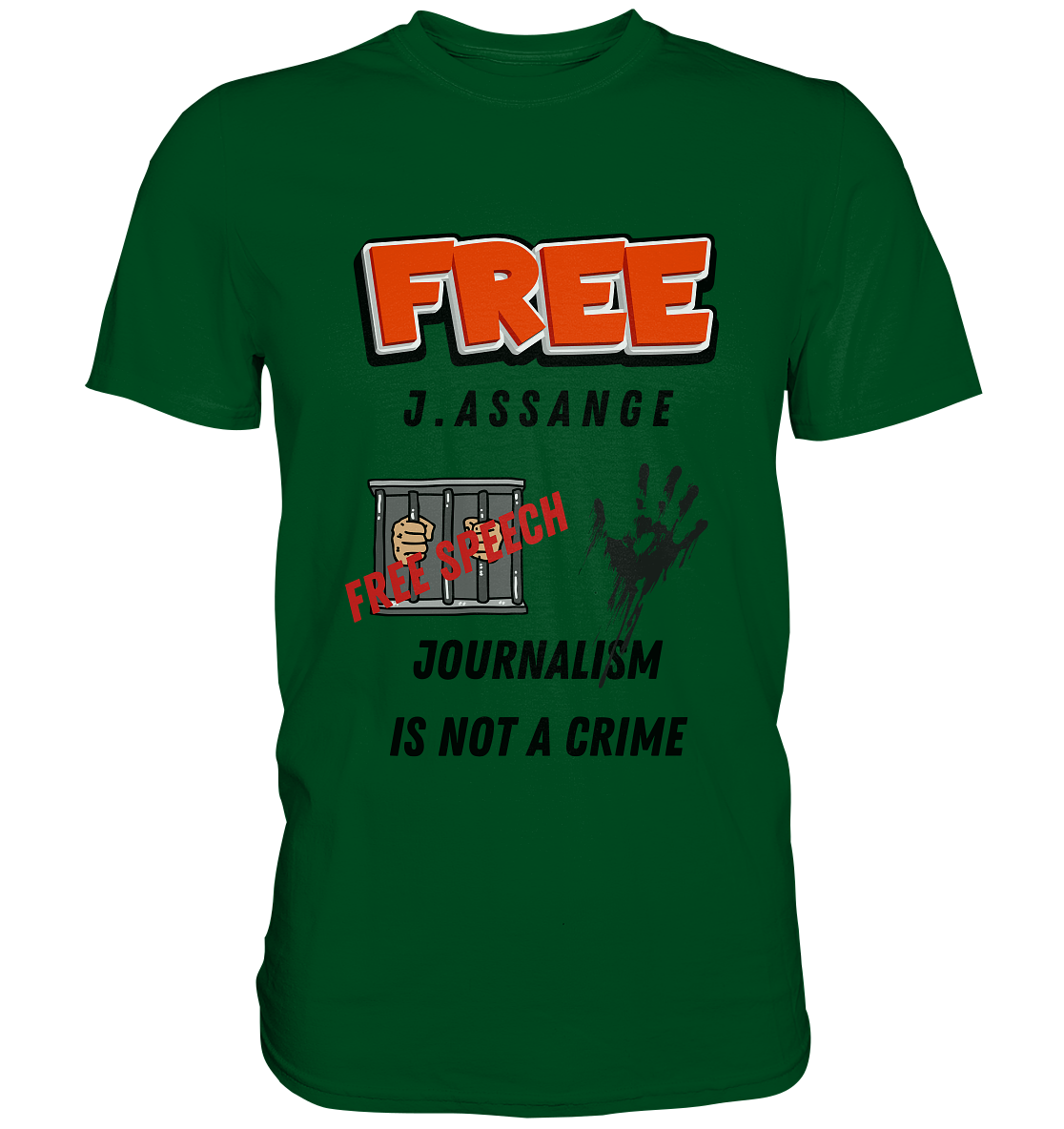 FREE J.ASSANGE - JOURNALISM IS NOT A CRIME # FREE SPEECH (2 GRAFIKEN) - Ladies Collection 21% Rabatt bis zum Halving 2024) - Premium Shirt