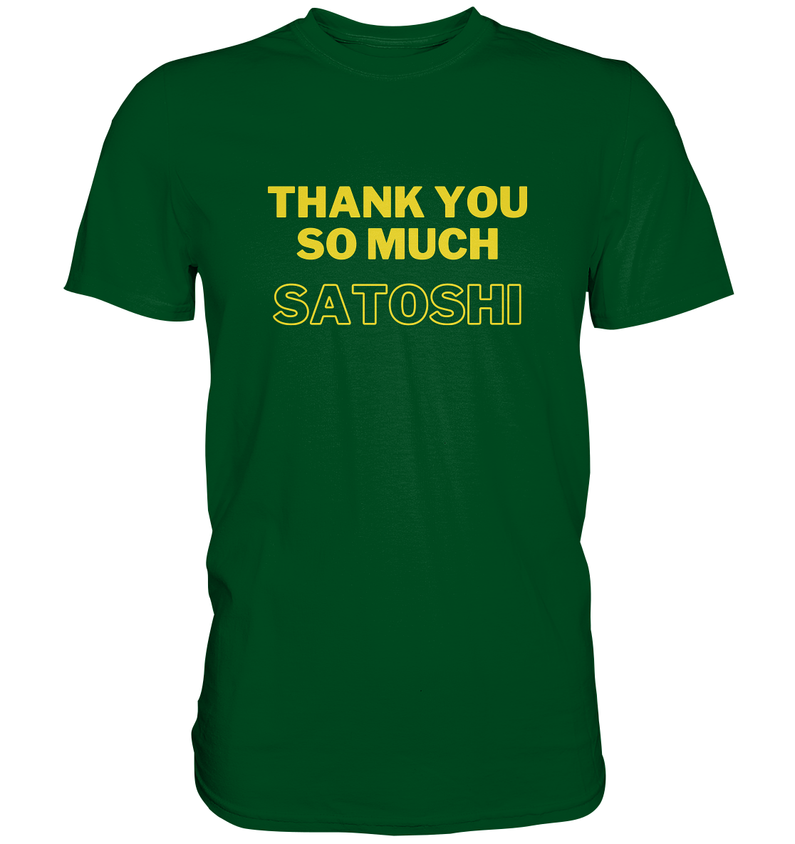 THANK YOU SO MUCH SATOSHI (gelbe Schrift) - LADIES COLLECTION 21% automat. Rabatt bis zum Halving 2024  - Premium Shirt