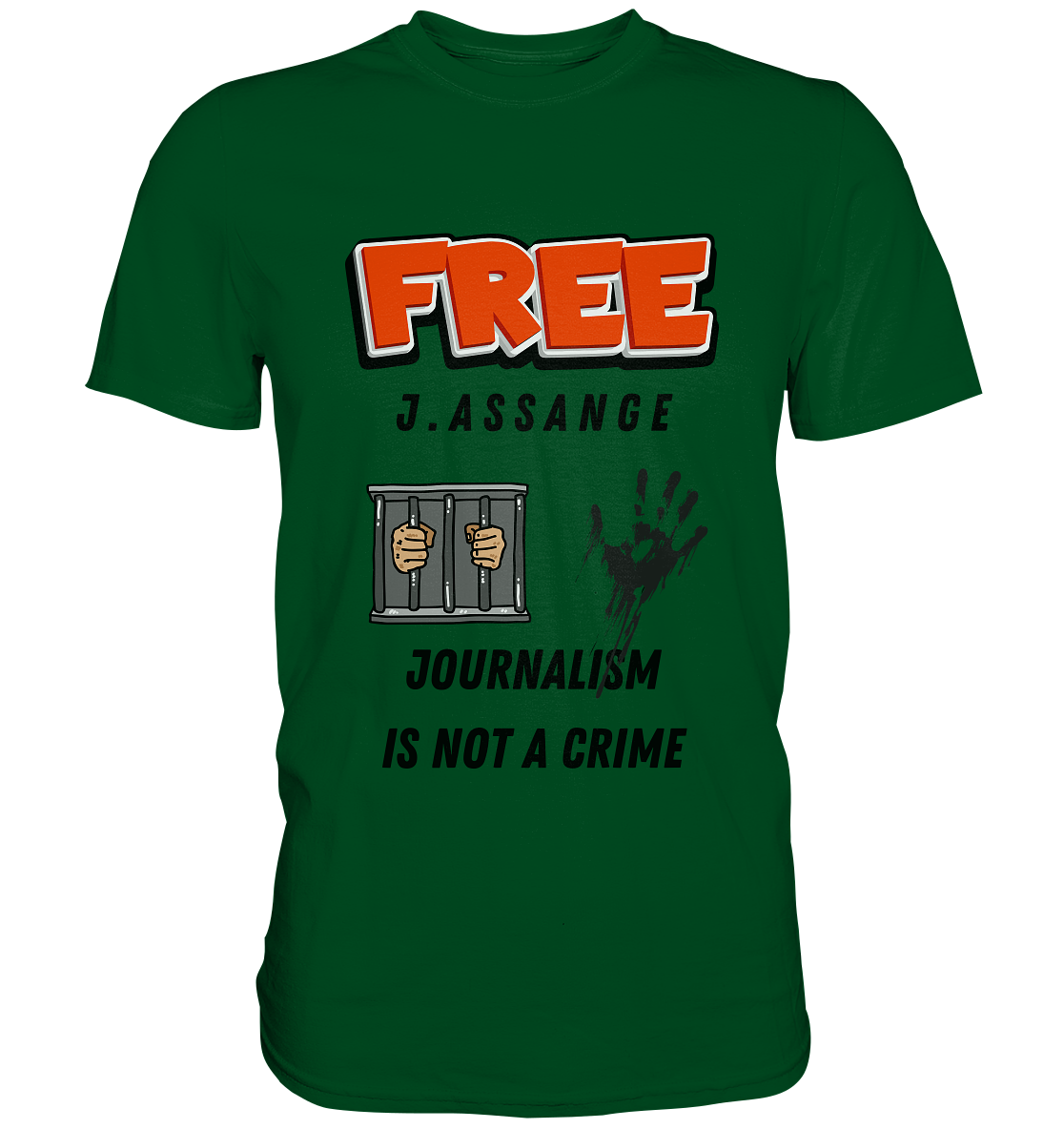 FREE J. ASSANGE - JOURNALISM IS NOT CRIME (2 Grafiken) - Ladies Collection 21% Rabatt bis zum Halving 2024) - Premium Shirt