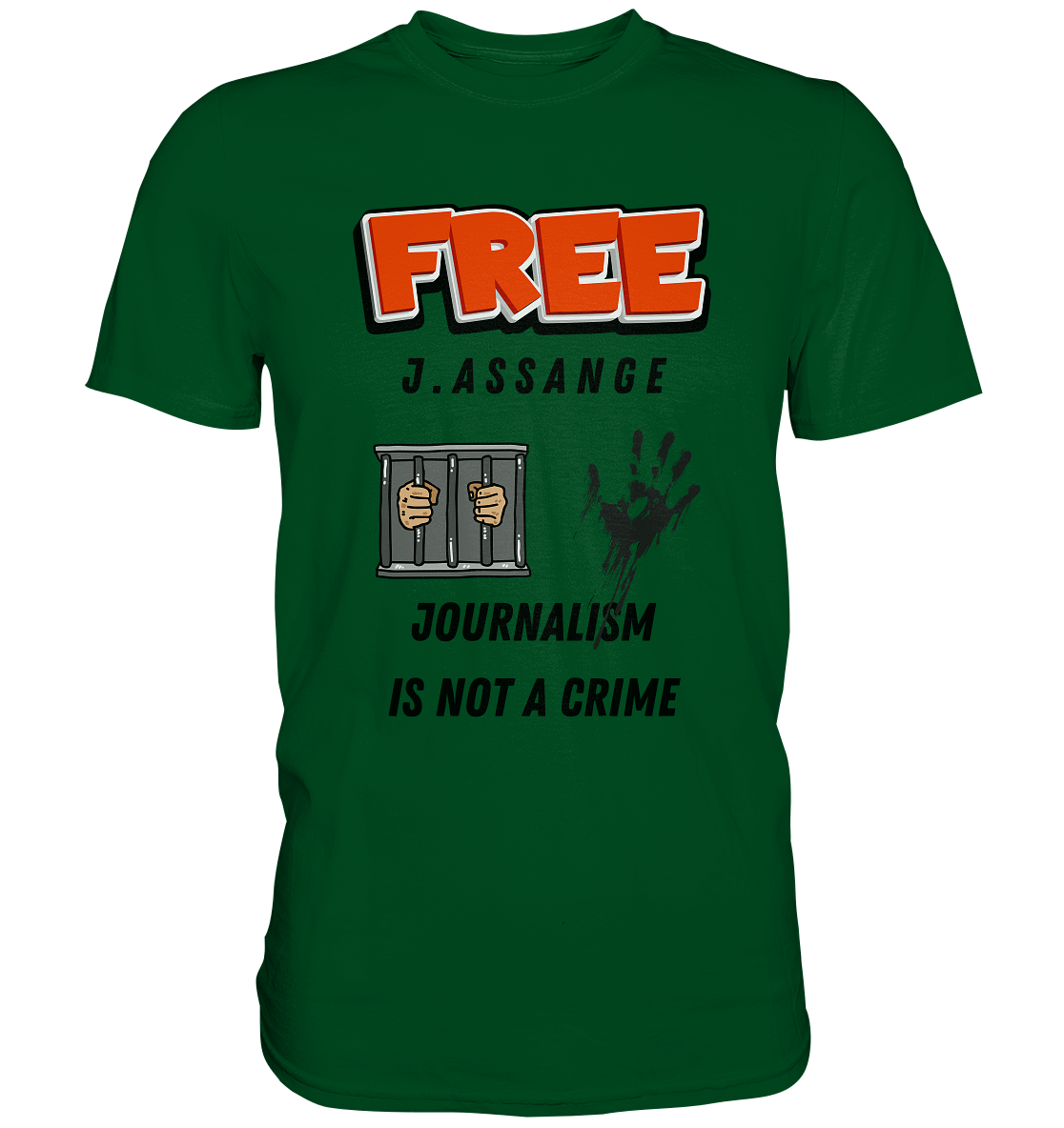 FREE J.ASSANGE - JOURNALISM IS NOT A CRIME (2 GRAFIKEN) - Premium Shirt