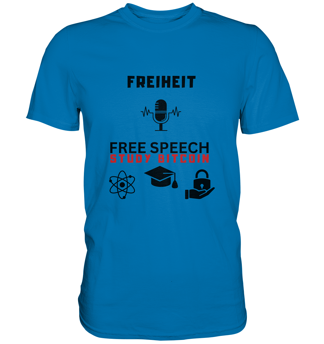 FREIHEIT (Mikrofon) FREE SPEECH, STUDY BITCOIN (3 Grafiken) - LADIES COLLECTION 21% automat. Rabatt bis zum Halving 2024   - Premium Shirt