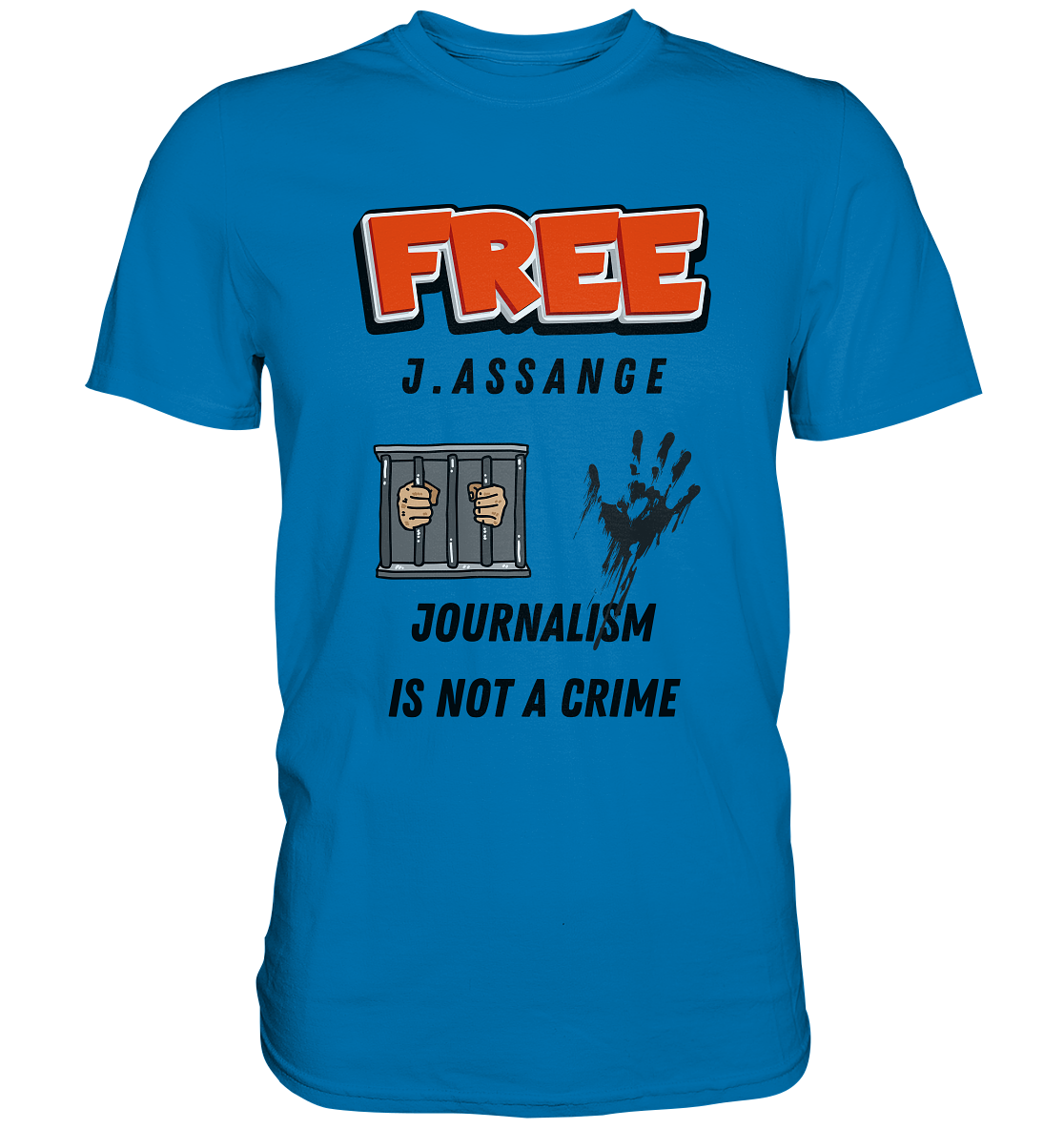 FREE J.ASSANGE - JOURNALISM IS NOT A CRIME (2 GRAFIKEN) - Premium Shirt