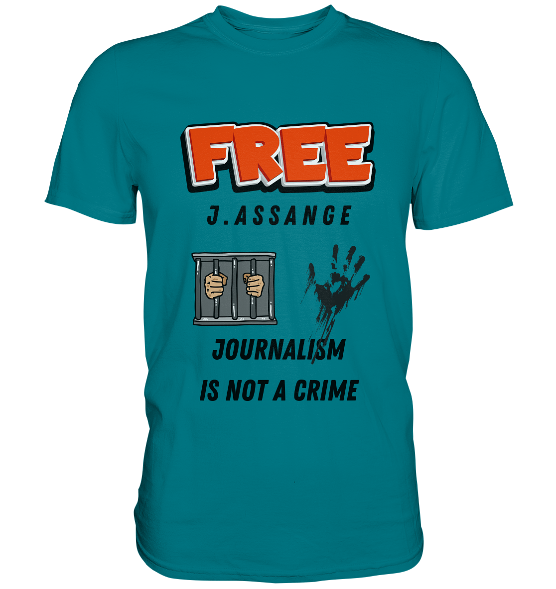 FREE J. ASSANGE - JOURNALISM IS NOT CRIME (2 Grafiken) - Ladies Collection 21% Rabatt bis zum Halving 2024) - Premium Shirt