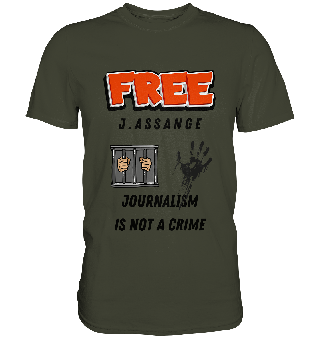 FREE J. ASSANGE - JOURNALISM IS NOT CRIME (2 Grafiken) - Ladies Collection 21% Rabatt bis zum Halving 2024) - Premium Shirt