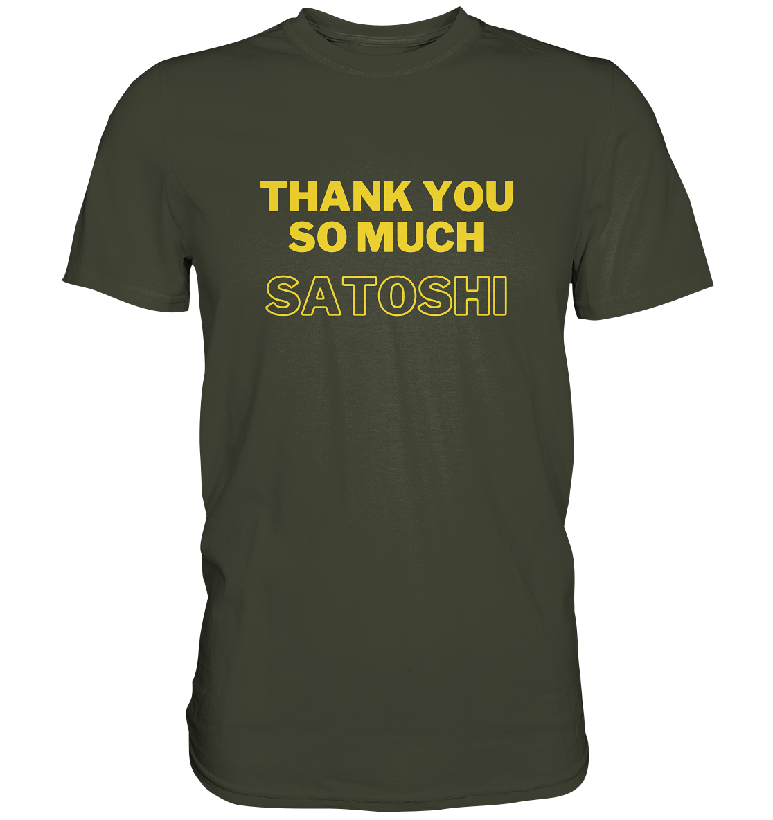 THANK YOU SO MUCH SATOSHI (gelbe Schrift) - LADIES COLLECTION 21% automat. Rabatt bis zum Halving 2024  - Premium Shirt