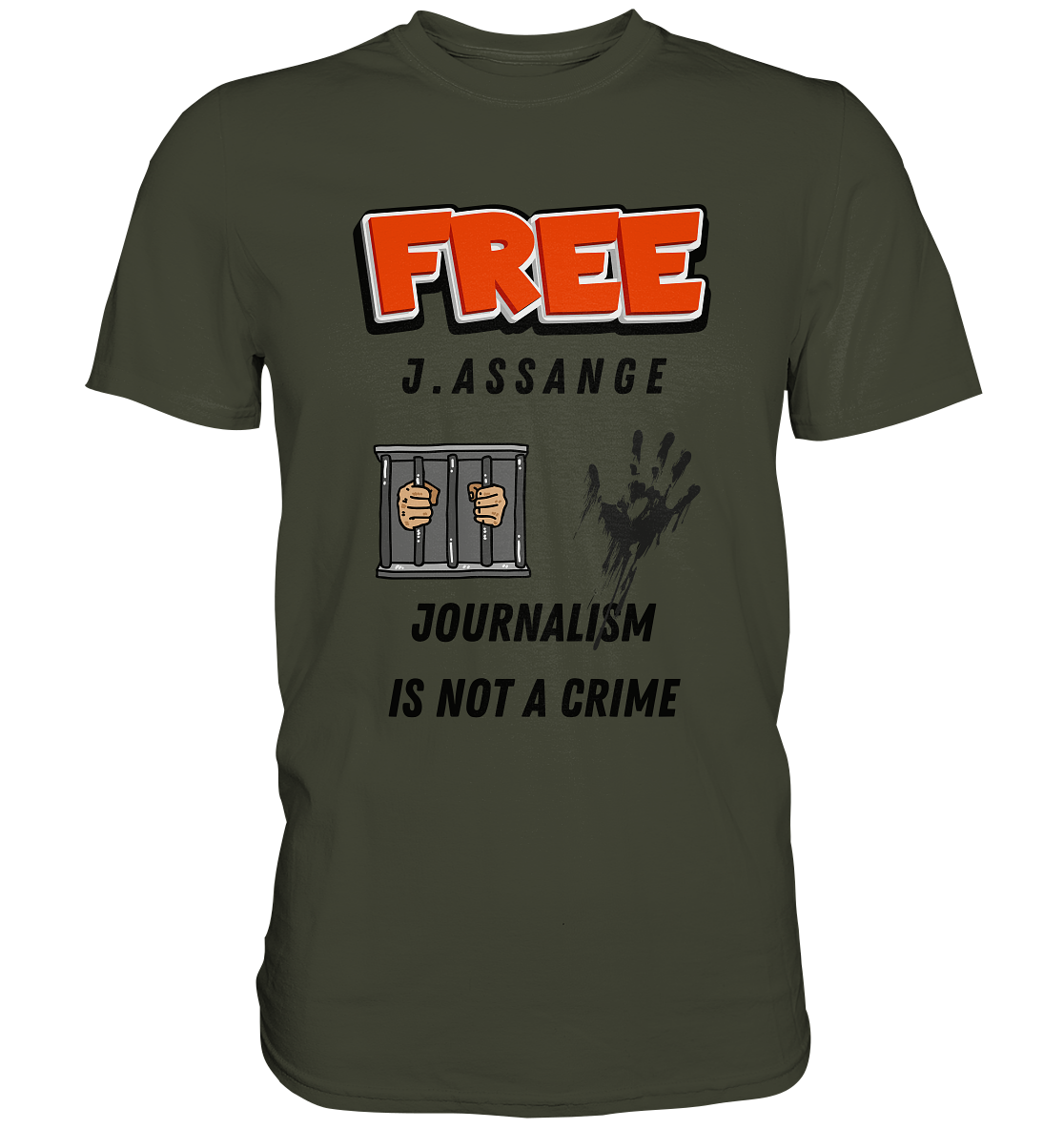 FREE J.ASSANGE - JOURNALISM IS NOT A CRIME (2 GRAFIKEN) - Premium Shirt