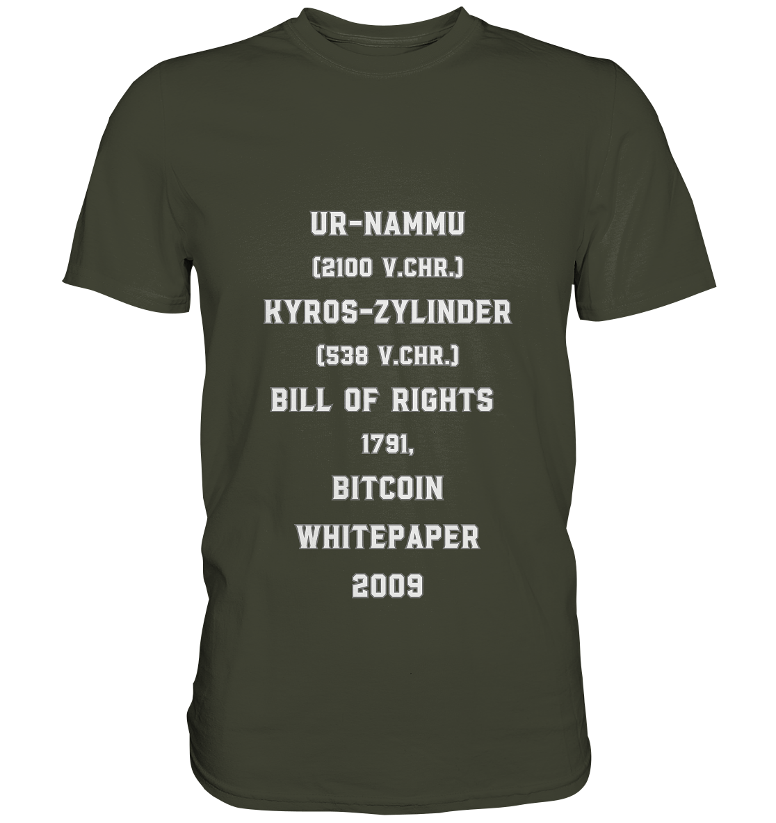 UR-NAMMU, KYROS-ZYLINDER, BILL OF RIGHTS, BITCOIN WHITEPAPER - Premium Shirt