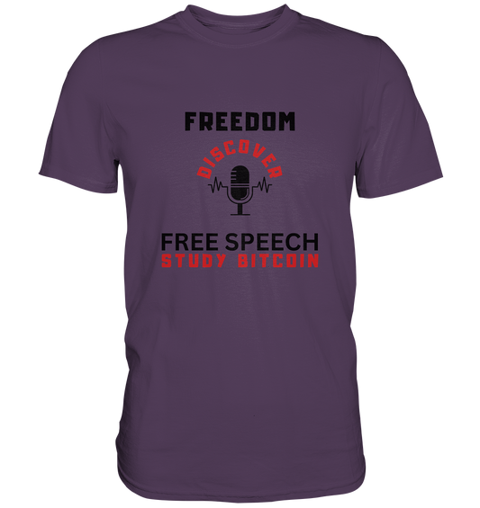 FREEDOM (Mikrofon) DISCOVER FREE SPEECH, STUDY BITCOIN - LADIES COLLECTION 21% automat. Rabatt bis zum Halving 2024  - Premium Shirt