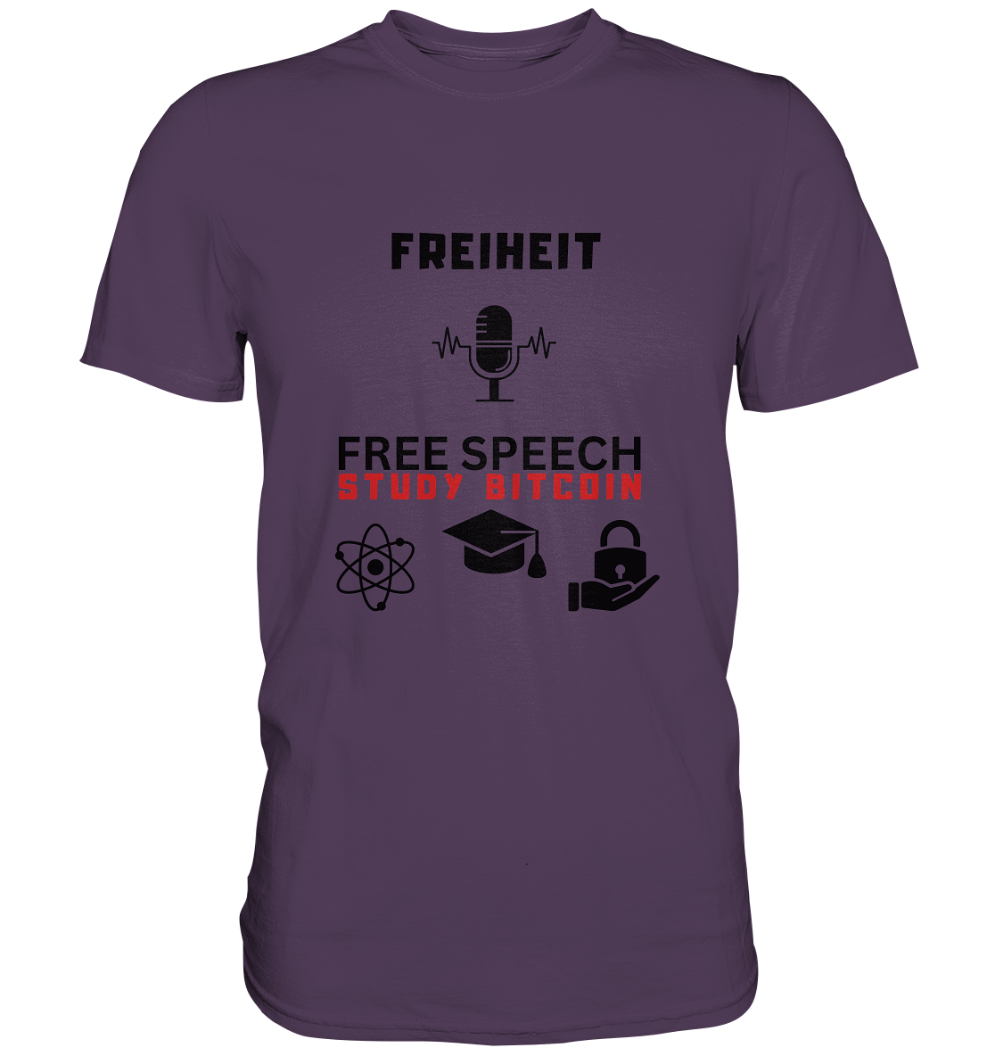 FREIHEIT (Mikrofon) FREE SPEECH, STUDY BITCOIN (3 Grafiken) - LADIES COLLECTION 21% automat. Rabatt bis zum Halving 2024   - Premium Shirt