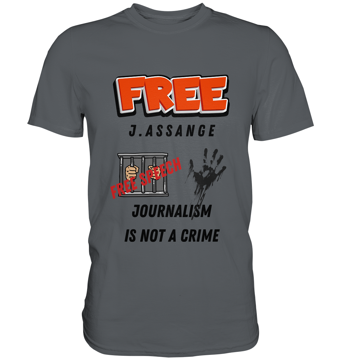 FREE J.ASSANGE - JOURNALISM IS NOT A CRIME # FREE SPEECH (2 GRAFIKEN) - Ladies Collection 21% Rabatt bis zum Halving 2024) - Premium Shirt