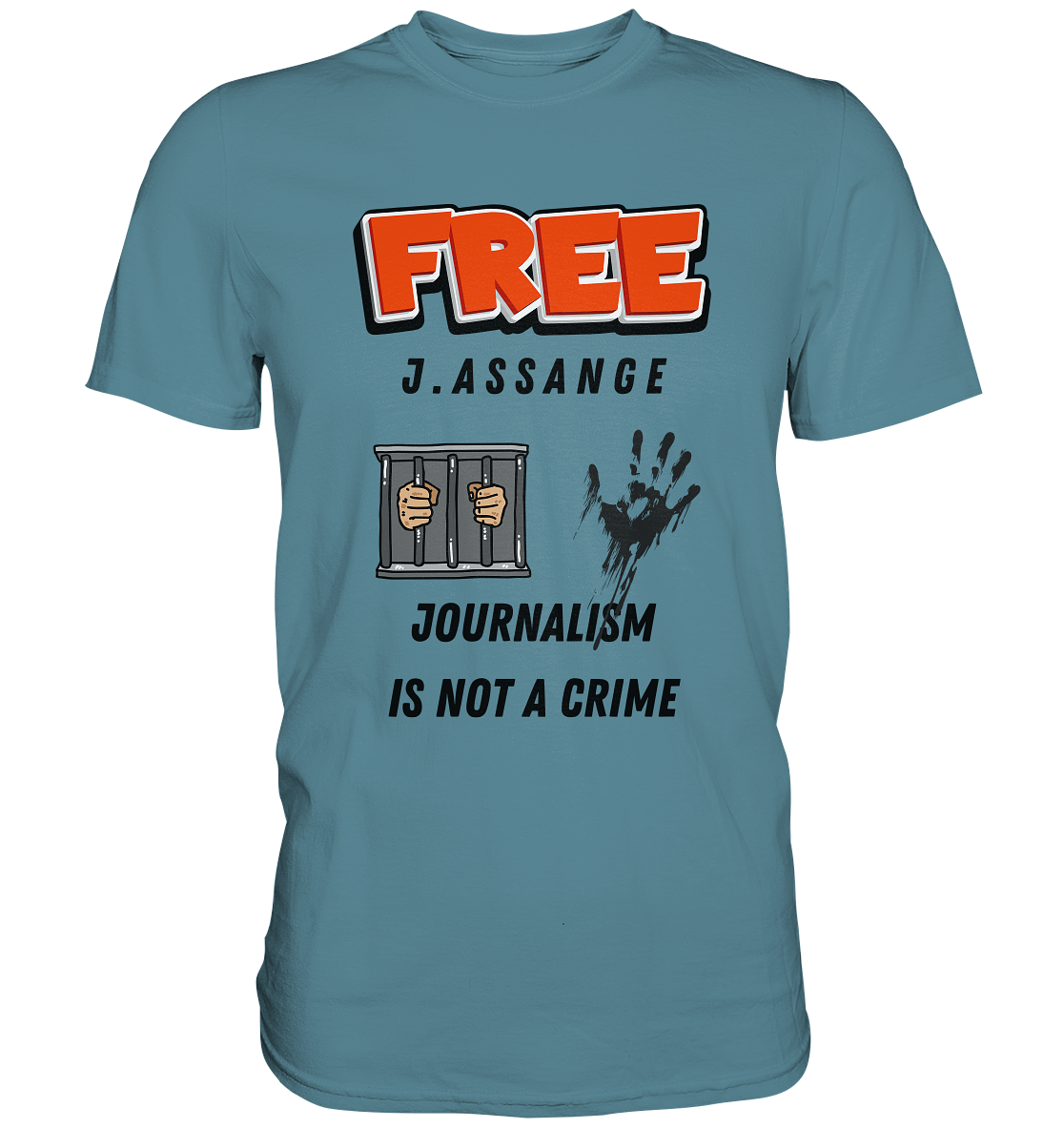 FREE J.ASSANGE - JOURNALISM IS NOT A CRIME (2 GRAFIKEN) - Premium Shirt