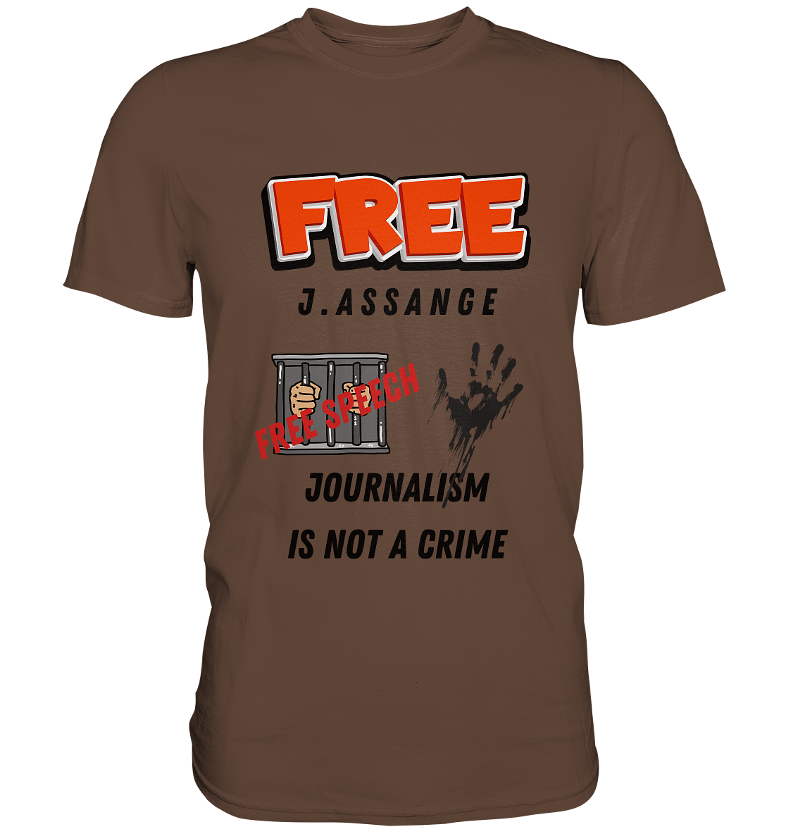 FREE J.ASSANGE - JOURNALISM IS NOT A CRIME # FREE SPEECH (2 GRAFIKEN) - Ladies Collection 21% Rabatt bis zum Halving 2024) - Premium Shirt