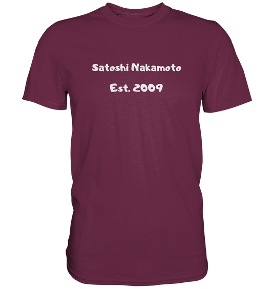 SATOSHI NAKAMOTO Est. 2009 (Signatur pur) - LADIES COLLECTION 21% automat. Rabatt bis zum Halving 2024   - Premium Shirt