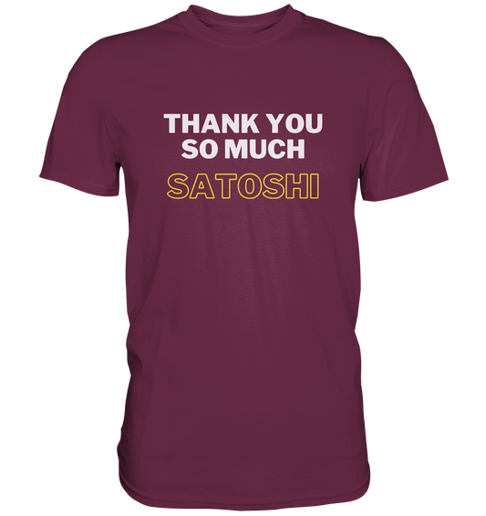 THANK YOU SO MUCH SATOSHI (weiss / gelb) - LADIES COLLECTION 21% automat. Rabatt bis zum Halving 2024 - Premium Shirt