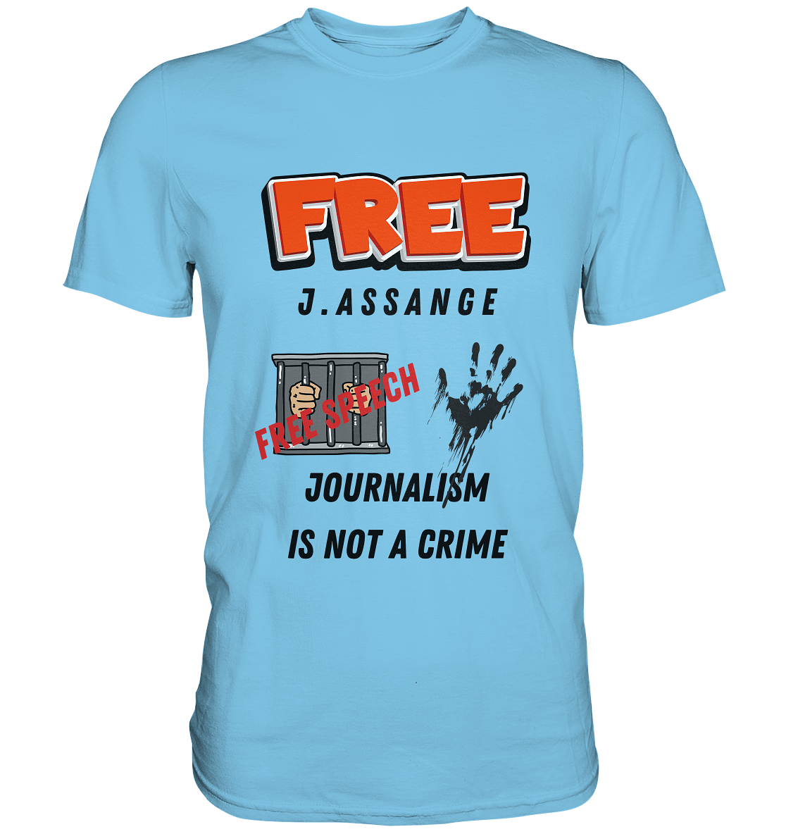 FREE J.ASSANGE - JOURNALISM IS NOT A CRIME # FREE SPEECH (2 GRAFIKEN) - Ladies Collection 21% Rabatt bis zum Halving 2024) - Premium Shirt