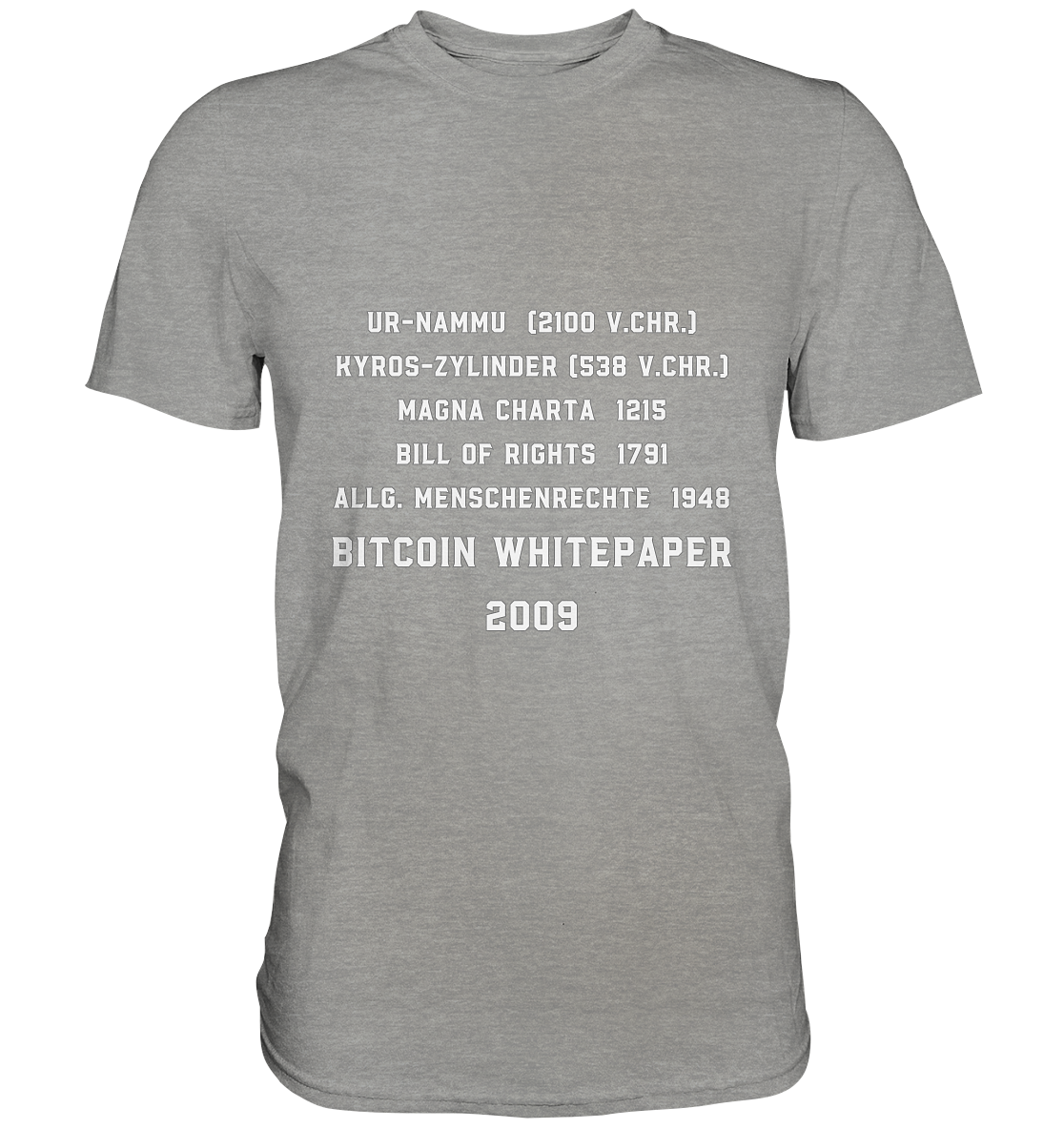 Wichtigste Dokumente der Welt bis zum BITCOIN Whitepaper (2009) - Premium Shirt