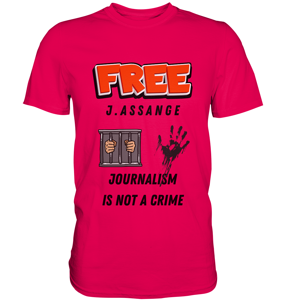 FREE J. ASSANGE - JOURNALISM IS NOT CRIME (2 Grafiken) - Ladies Collection 21% Rabatt bis zum Halving 2024) - Premium Shirt