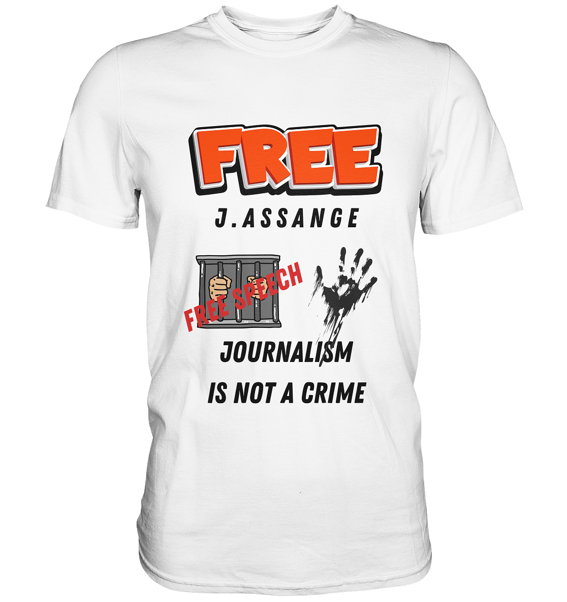 FREE J.ASSANGE - JOURNALISM IS NOT A CRIME # FREE SPEECH (2 GRAFIKEN) - Ladies Collection 21% Rabatt bis zum Halving 2024) - Premium Shirt