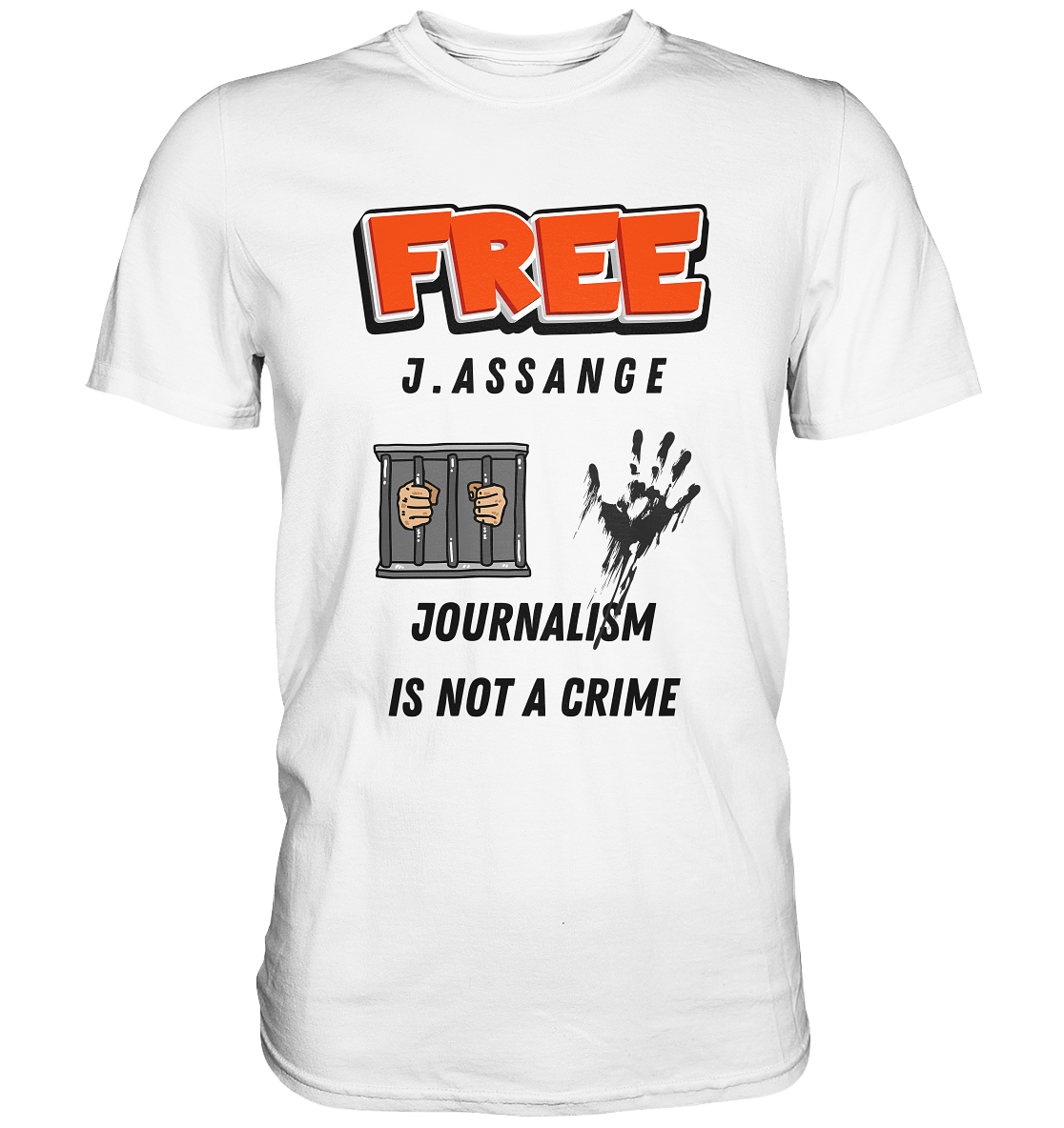 FREE J.ASSANGE - JOURNALISM IS NOT A CRIME (2 GRAFIKEN) - Premium Shirt